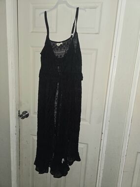torrid Black Lace Long Tie-Front Sheer Cami Overlay